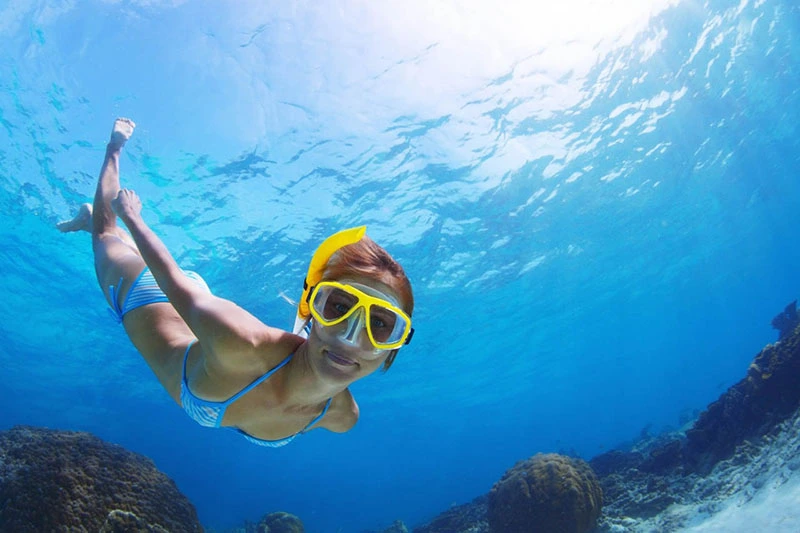 Snorkeling in the shallow water at Hanauma Bay